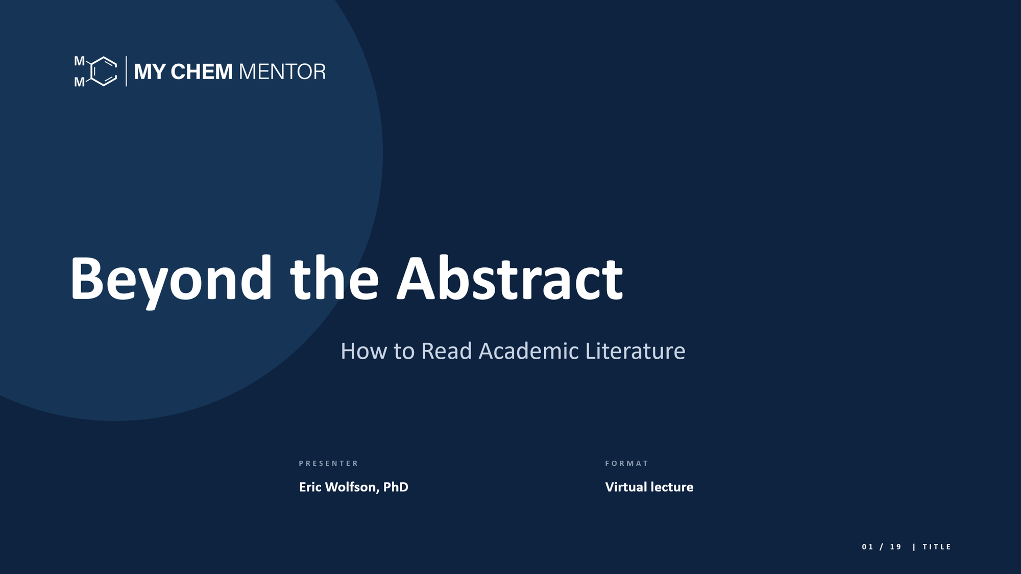 Workshop title slide: Beyond the Abstract. How to Read Academic Literature.